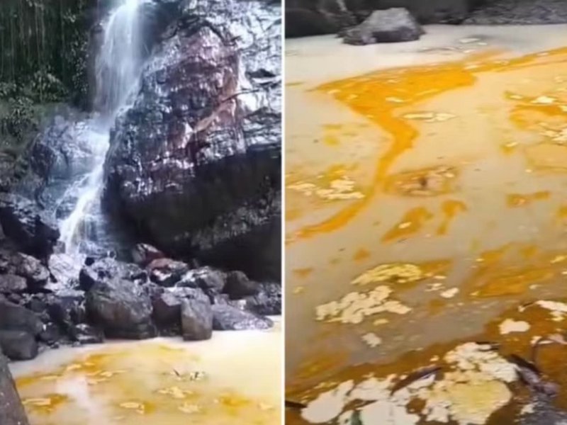 Cachoeira fica cheia de óleo após caminhão tombar; motorista morreu
