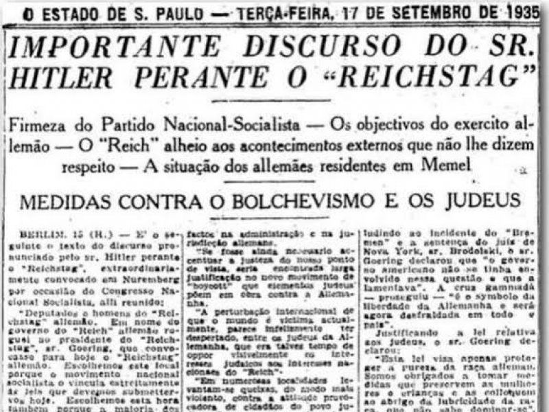 Relembre: há quase 100 anos, Estadão apoiava avanço do nazismo na Alemanha
