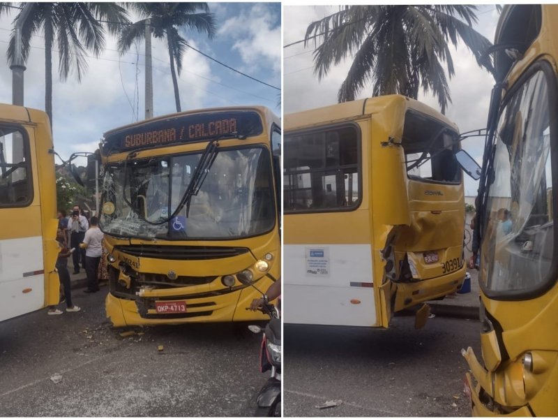 Dois ônibus se envolvem em batida e causam lentidão em avenida de Salvador