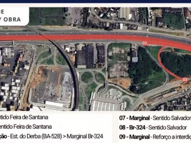 Obras do VLT provocam mudanças no trânsito da BR-324 em Salvador