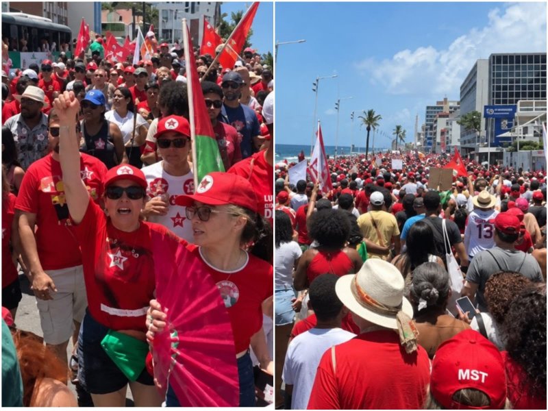 Manifestação pró-Lula reúne multidão e movimenta a região da Barra nesta segunda