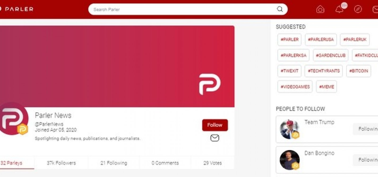 Rede social Parler é desativada da internet