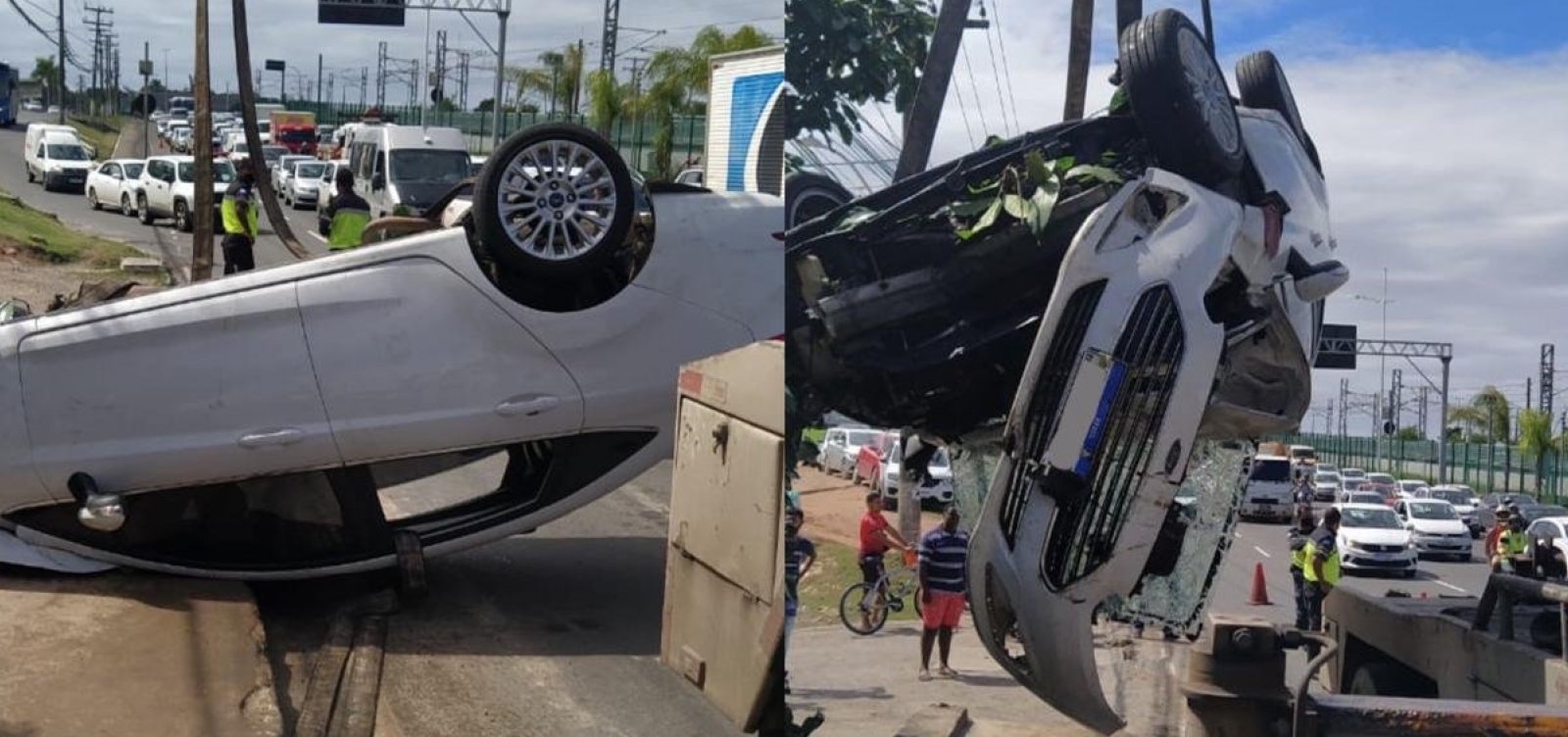 Carro cai em vala na madrugada e é resgatado por guincho
