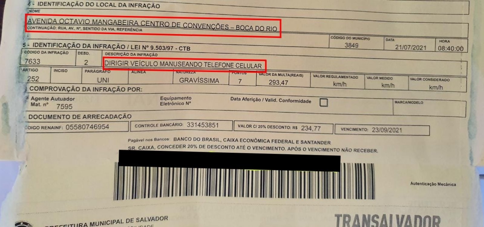 Motorista denuncia Transalvador por aplicar multa 'escondido' em fila de vacinação