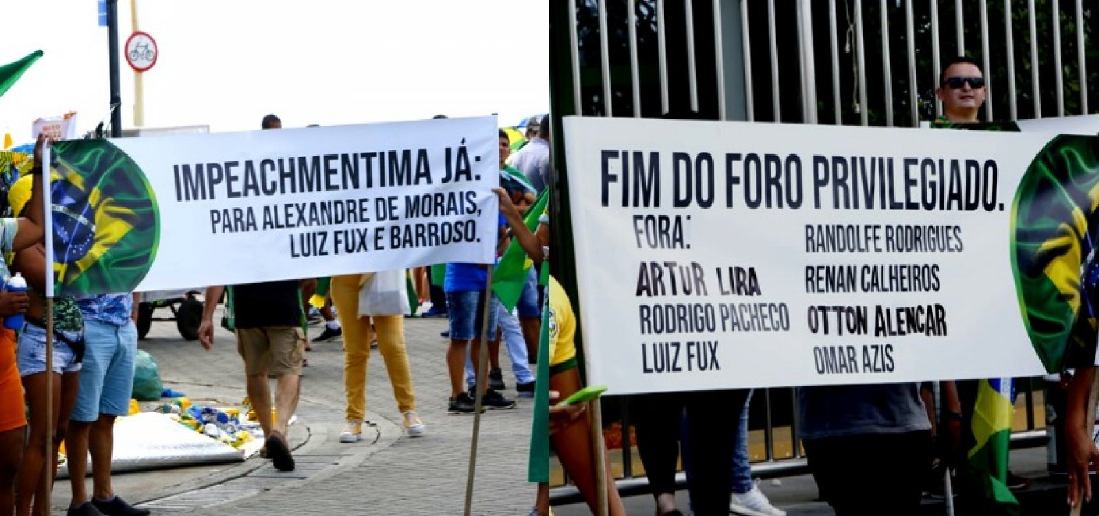 Com nomes errados, bolsonaristas em Salvador protestam contra 'Otton Alencar' e 'Omar Azis'