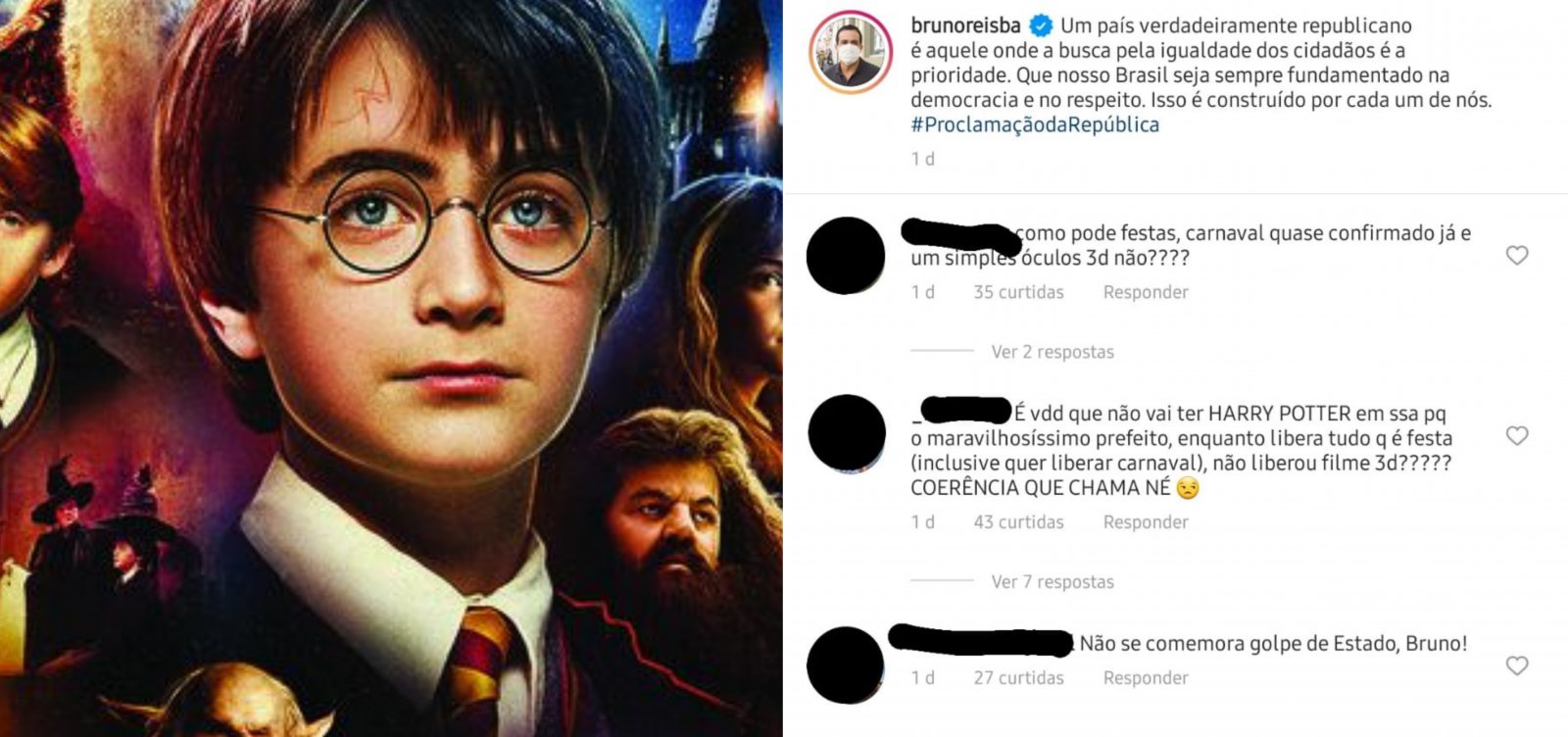 Fãs de Harry Potter enchem caixa de comentários de Bruno Reis por liberação de 3-D nos cinemas