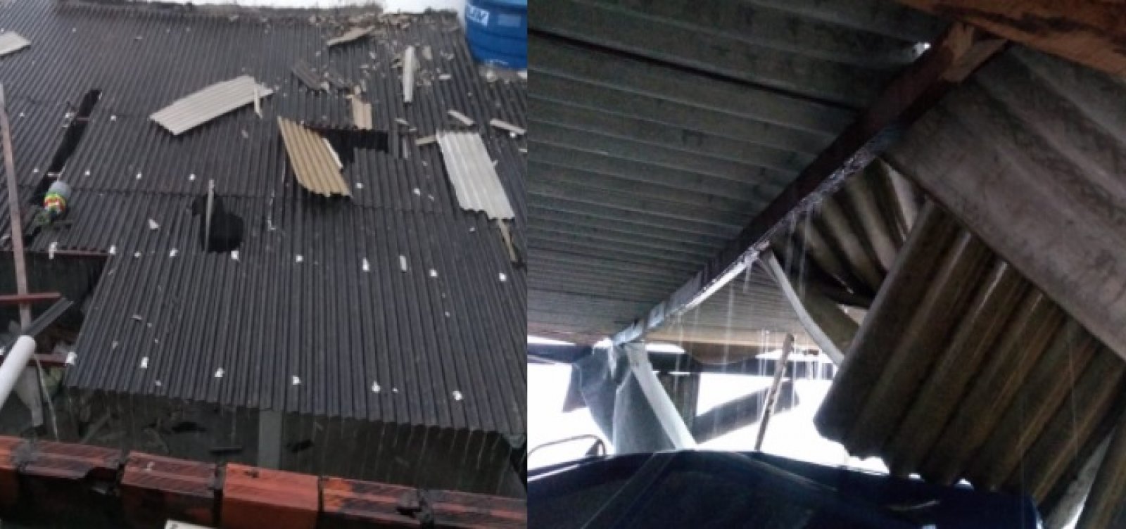 Parte de telhado desaba e atinge dois carros em oficina no Gantois