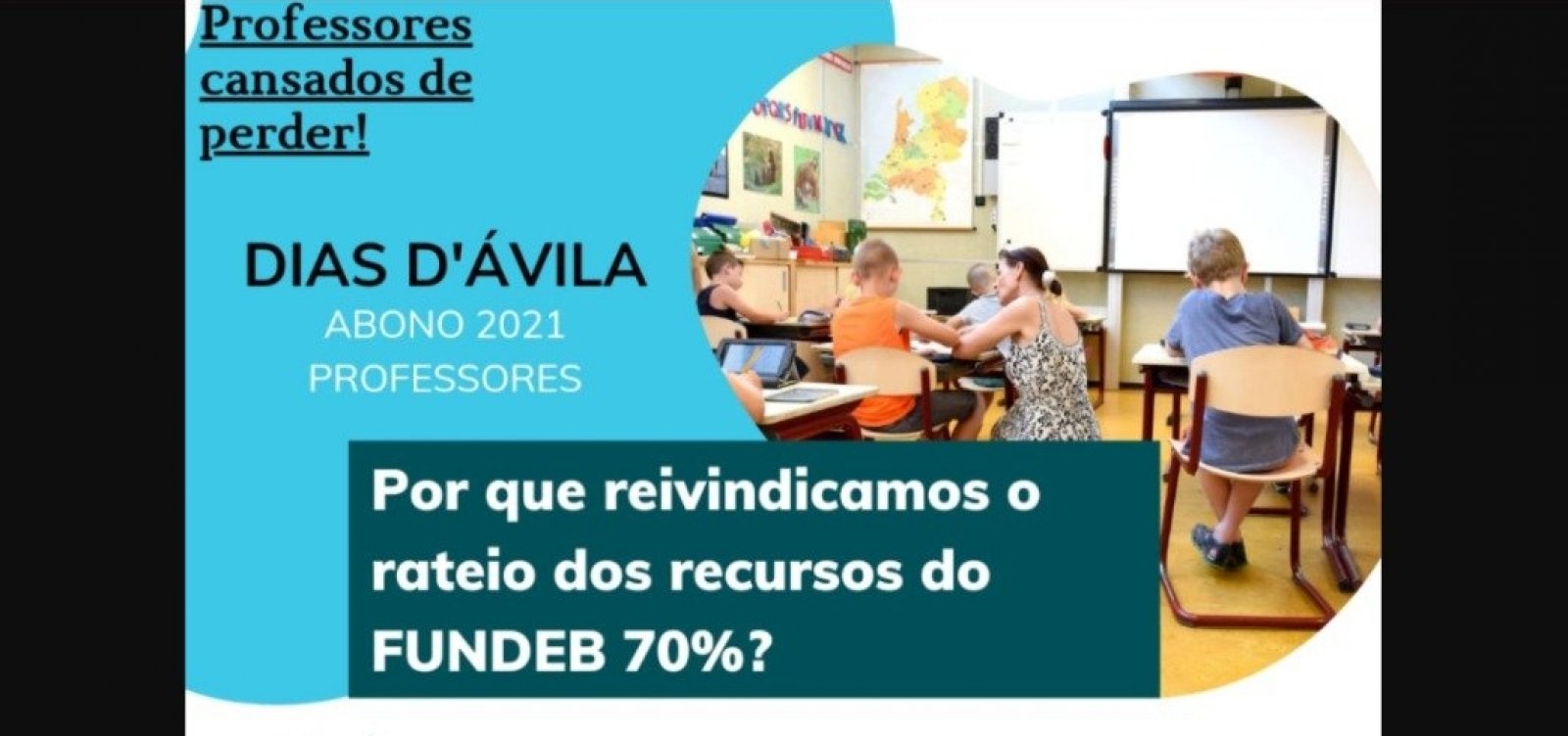 Por gastos pessoais com aulas remotas, professores pedem rateio do Fundeb em Dias D'Ávila