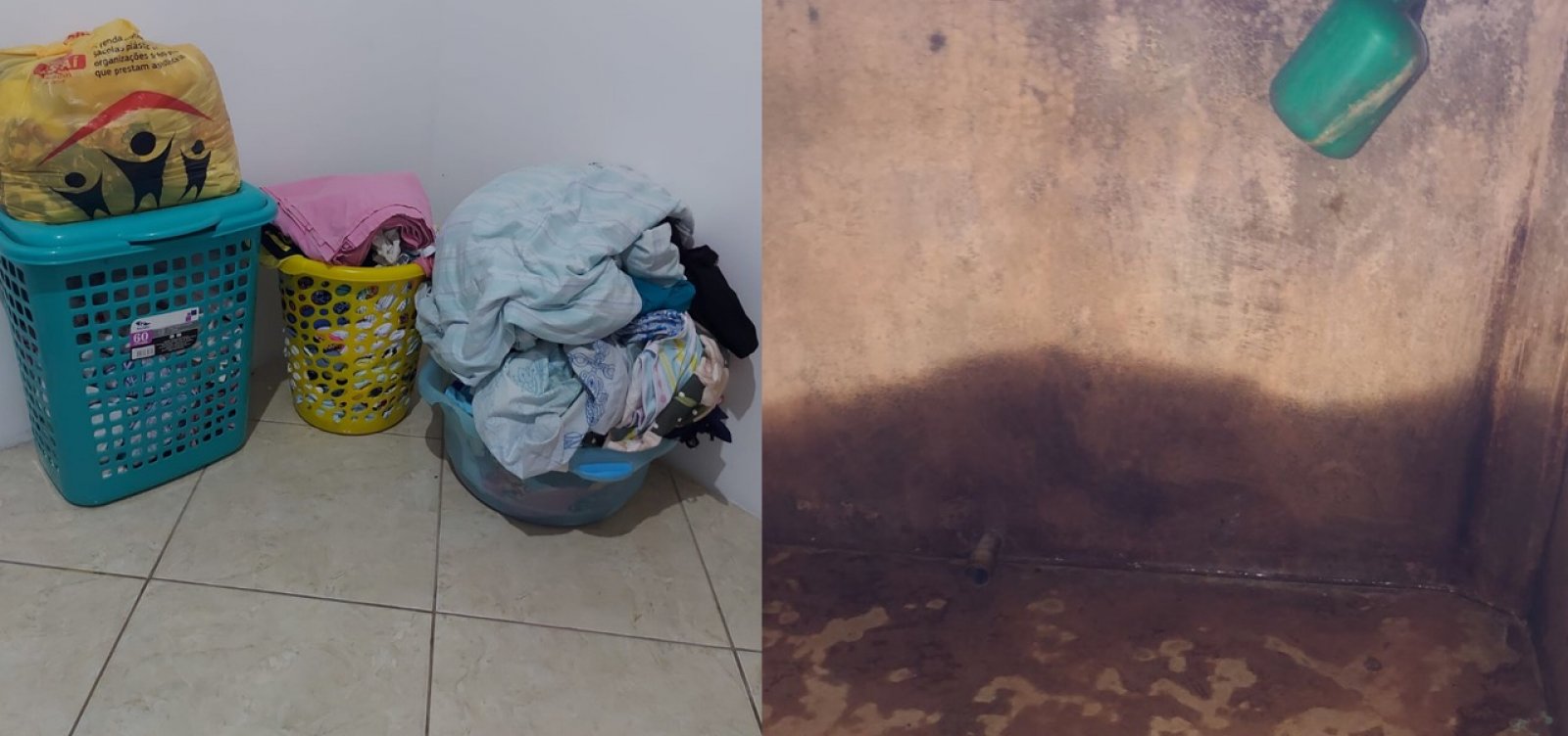 Roupas empilhadas e chão sujo: moradores se queixam do fornecimento de água na Vila Ruy Barbosa