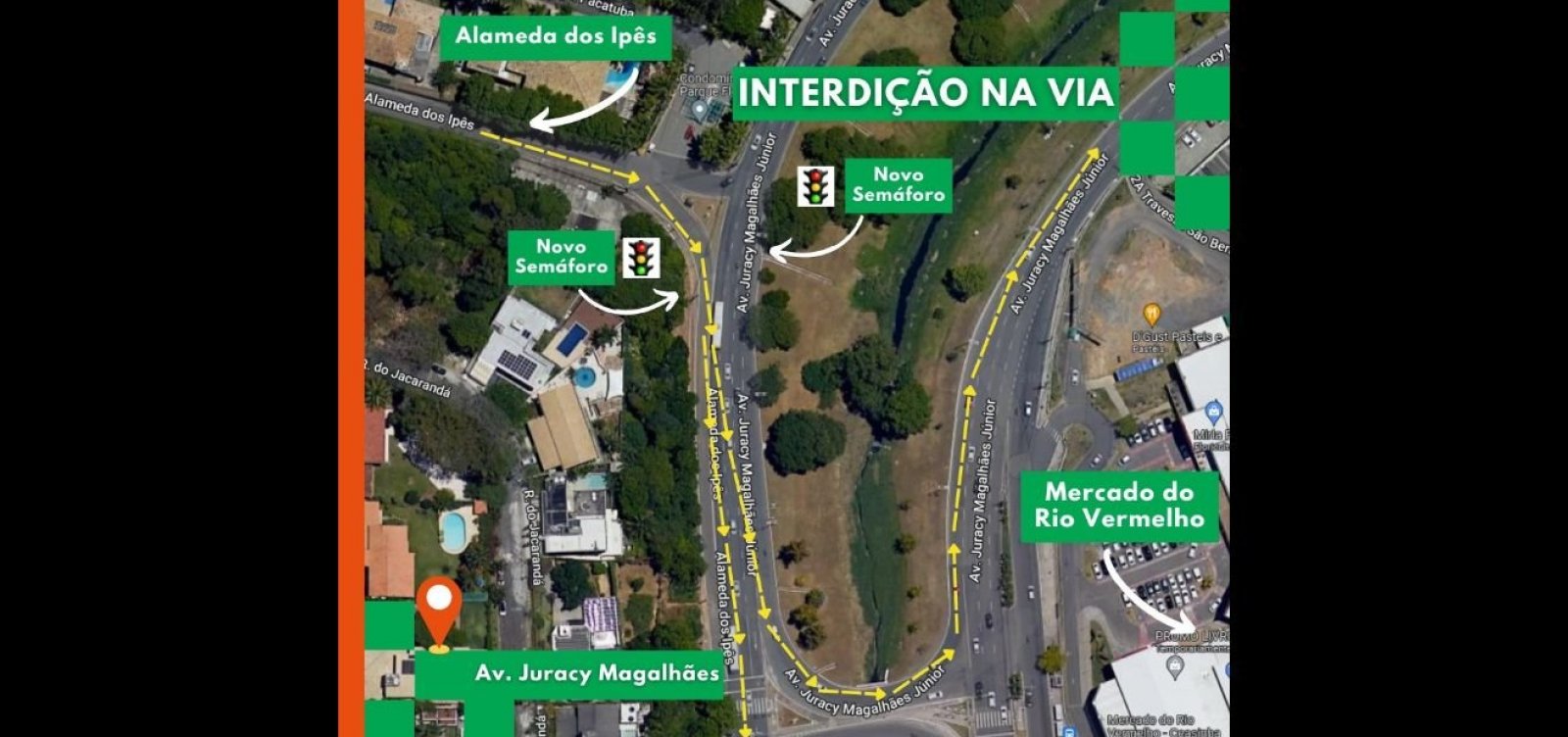 Mudança na Av. Juracy Magalhães permitirá retorno em frente ao Mercado do Rio Vermelho
