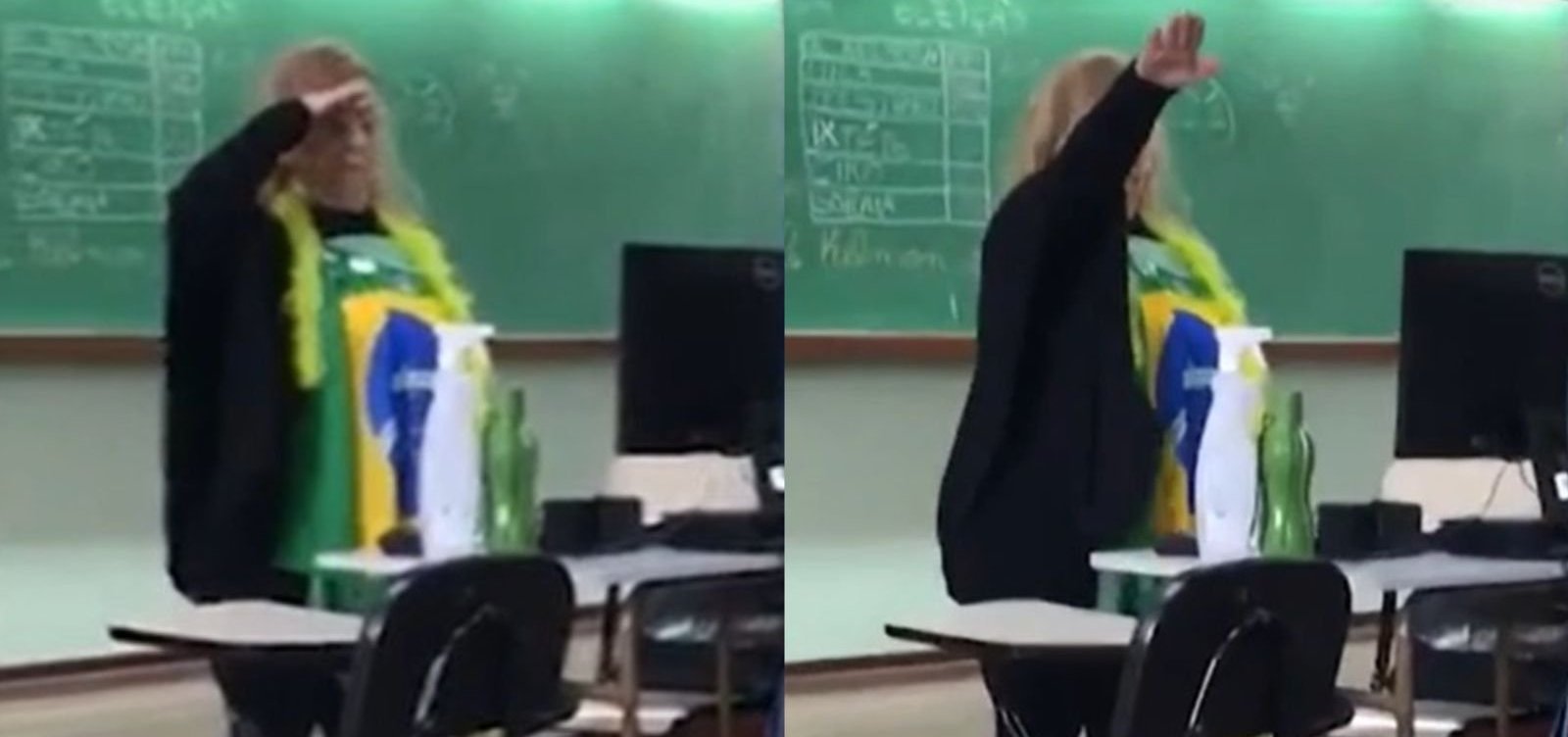 Professora é filmada fazendo gesto nazista em sala de aula no Paraná; colégio demitiu profissional