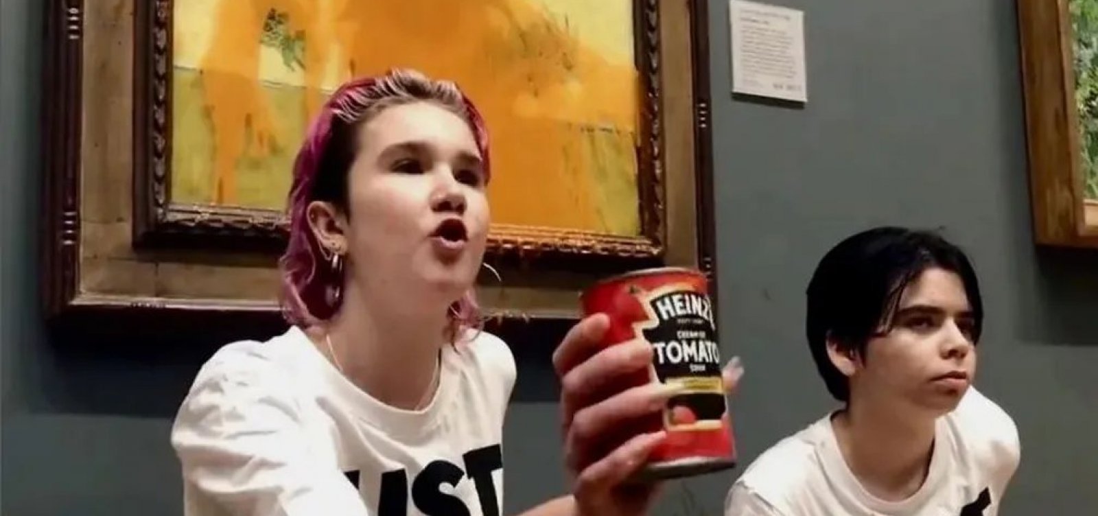 Grupo de ativistas joga sopa de tomate no quadro "Girassóis", de Van Gogh