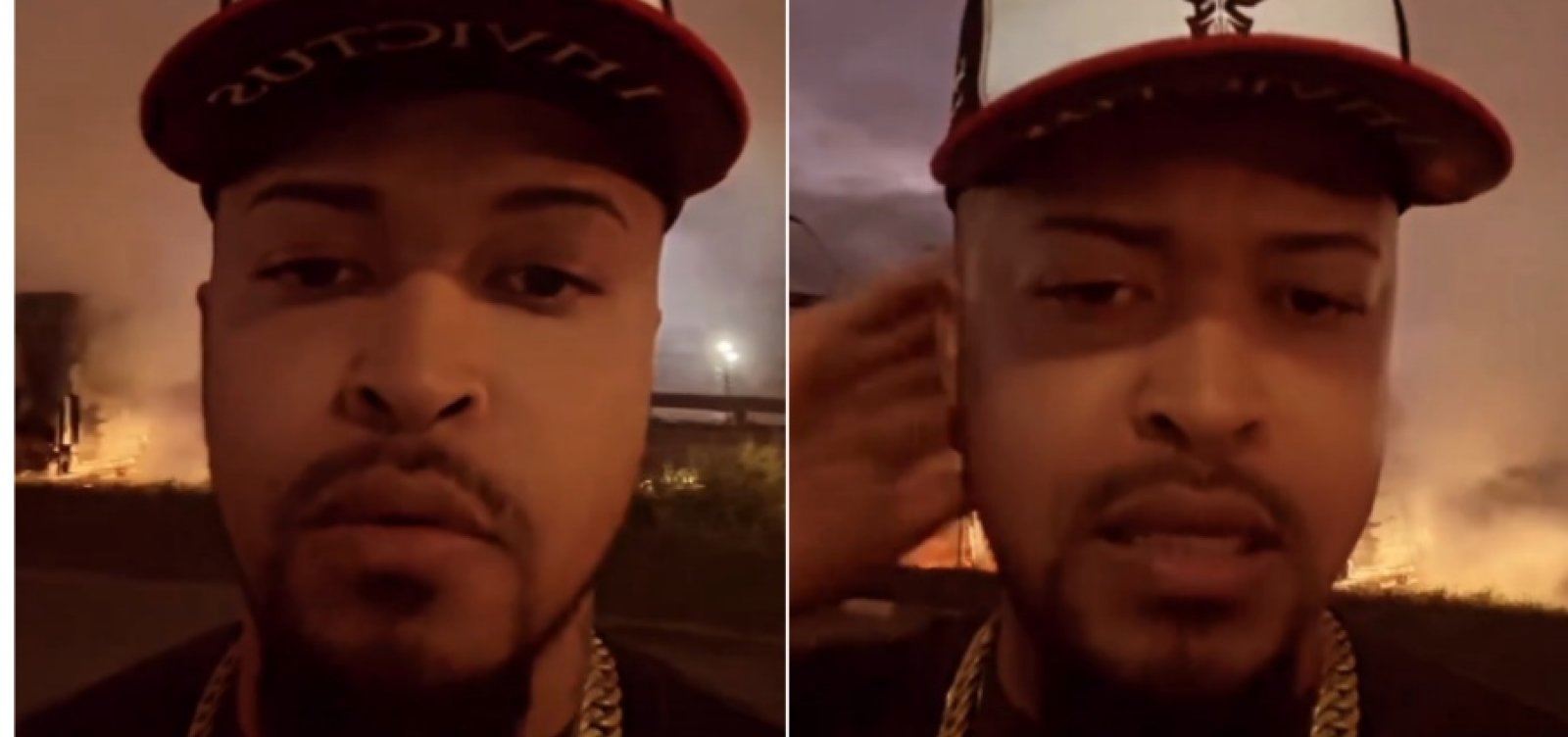 Van da banda Lambasaia pega fogo em acidente na BR-324