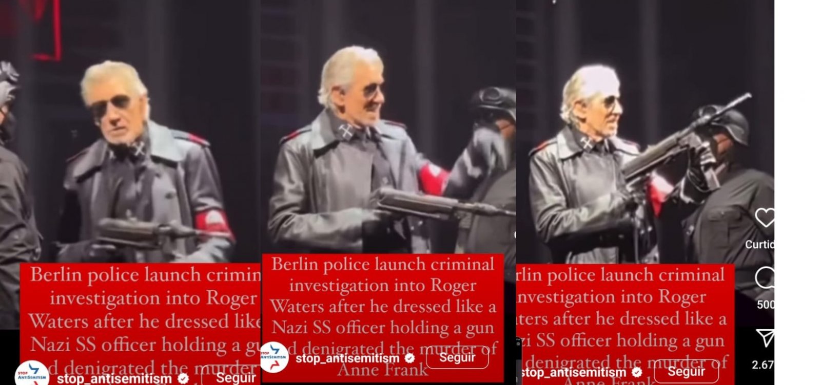 Roger Waters é investigado por usar uniforme de estilo nazista em show na Alemanha