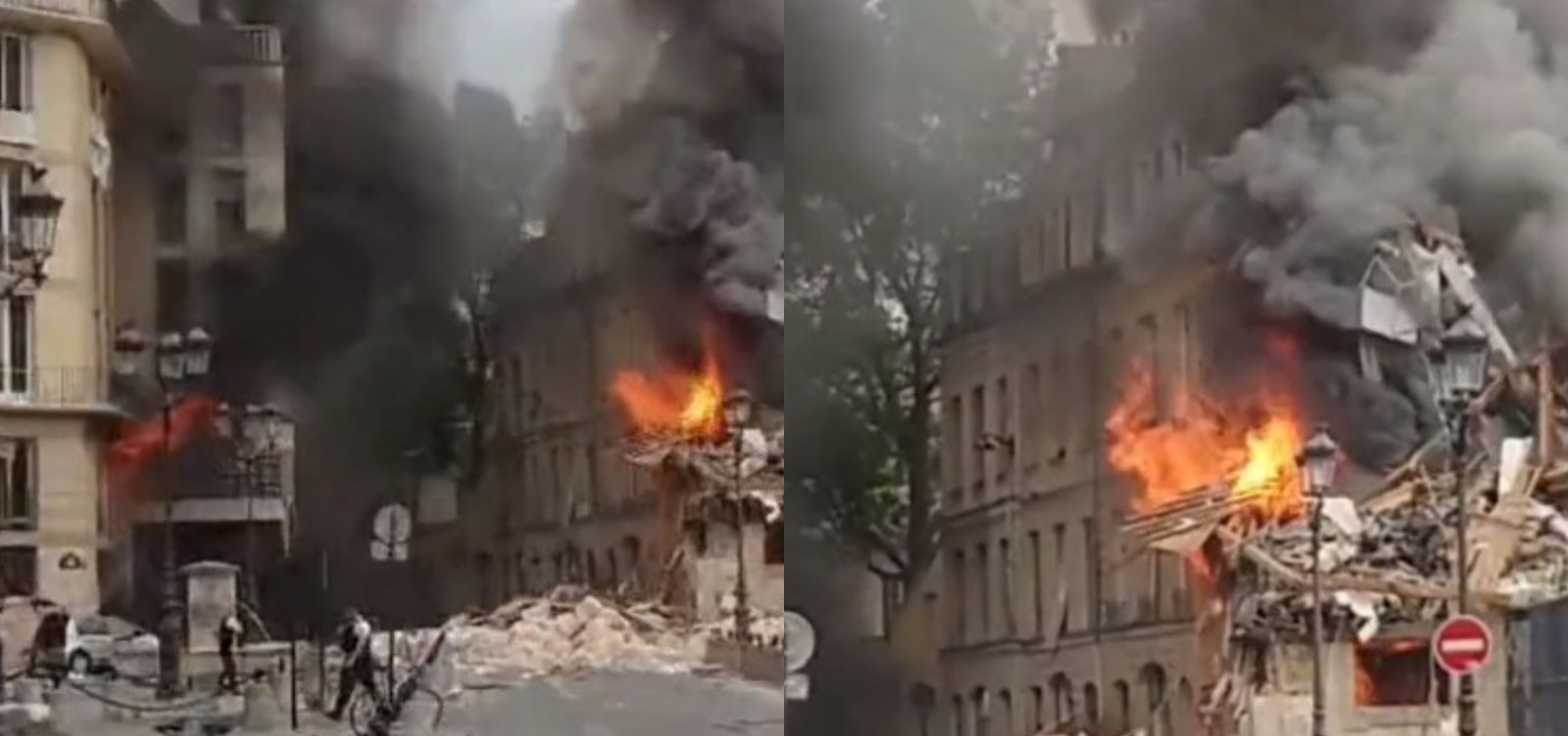 Grande explosão deixa prédio em chamas no centro de Paris