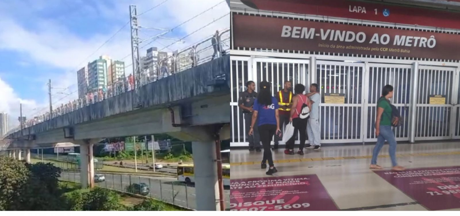 Apagão nacional causa transtornos no metrô de Salvador; passageiros andam sobre trilhos 