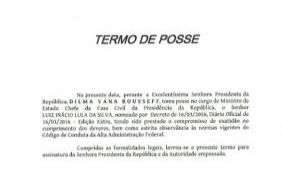 Termo de posse só tem assinatura de Lula; Planalto divulgou documento