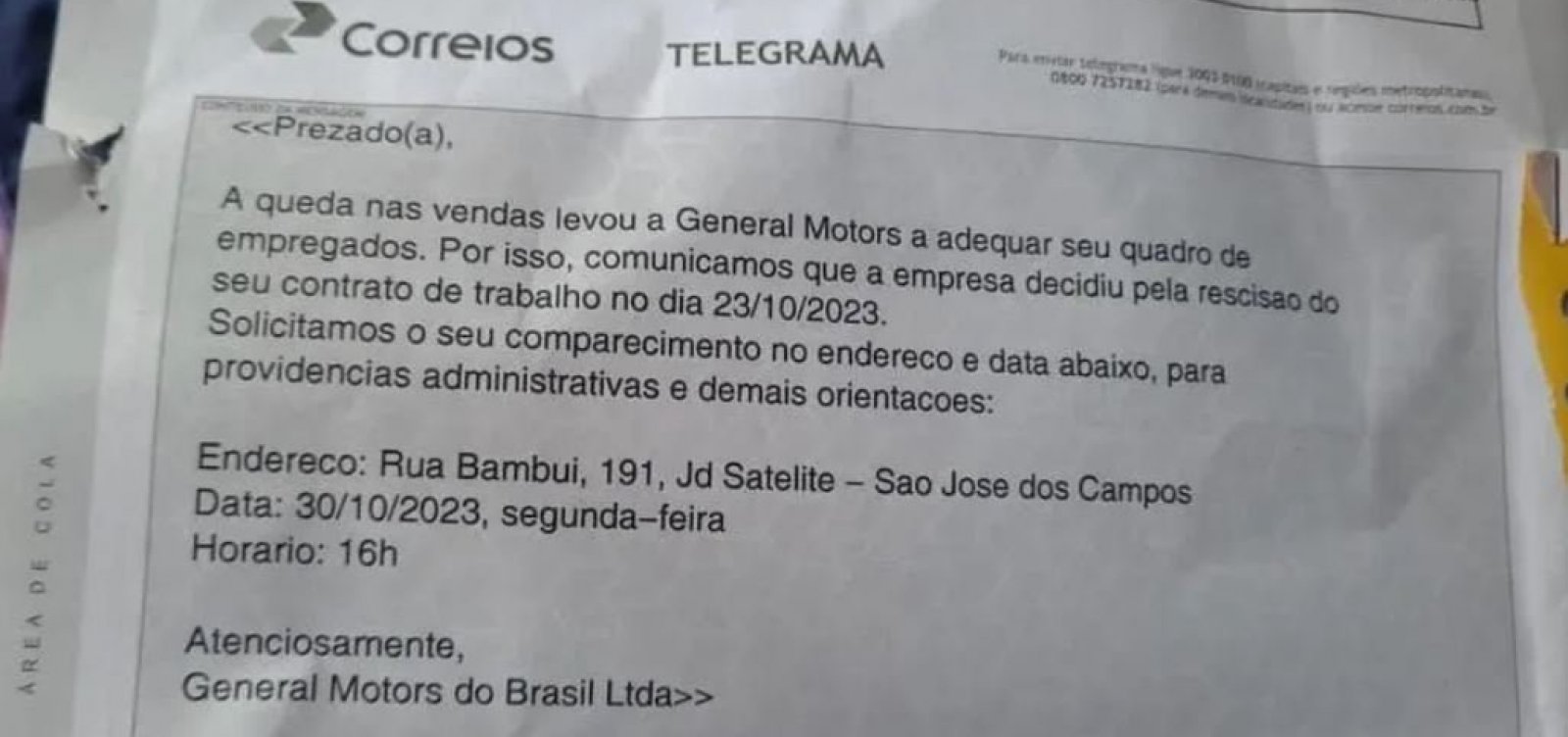 General Motors demite funcionários por telegrama em três fábricas de SP; sindicato contesta