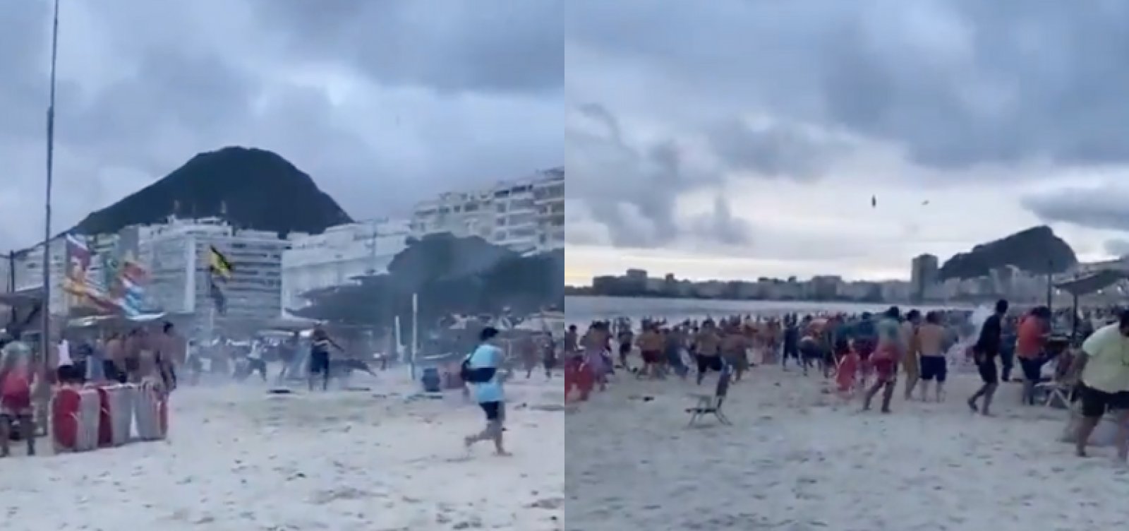  Torcedores do Fluminense e Boca Juniors brigam na Praia de Copacabana a dois dias da final; veja vídeo