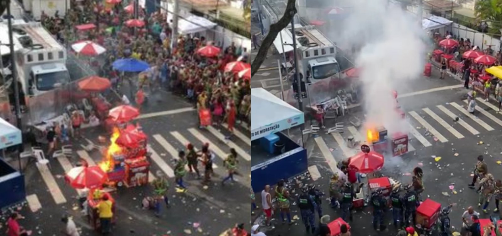 Incêndio atinge carrinho de pipoca e isopor no circuito Osmar 