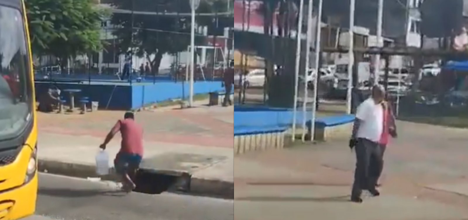  Passageiro joga pedra em ônibus e rodoviário revida no Largo do Tanque