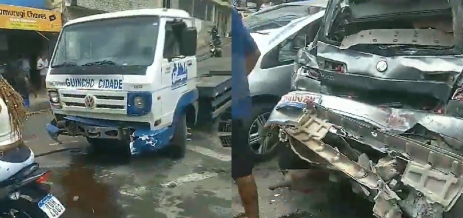 Caminhão guincho perde freio e atinge quatro carros em Salvador