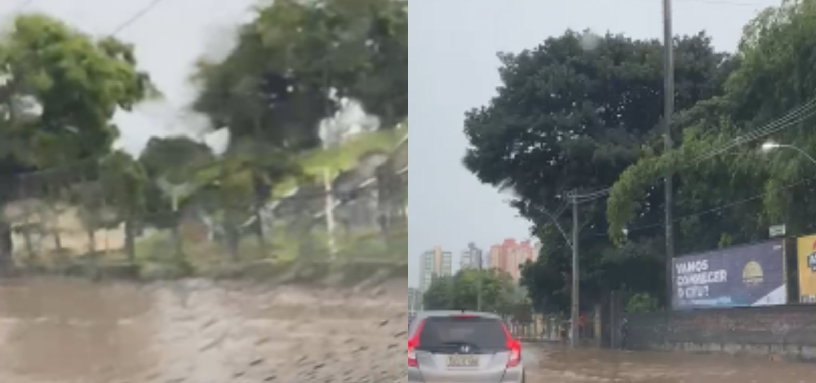 Motoristas em Salvador enfrentam congestionamento devido alagamentos causados pela chuva