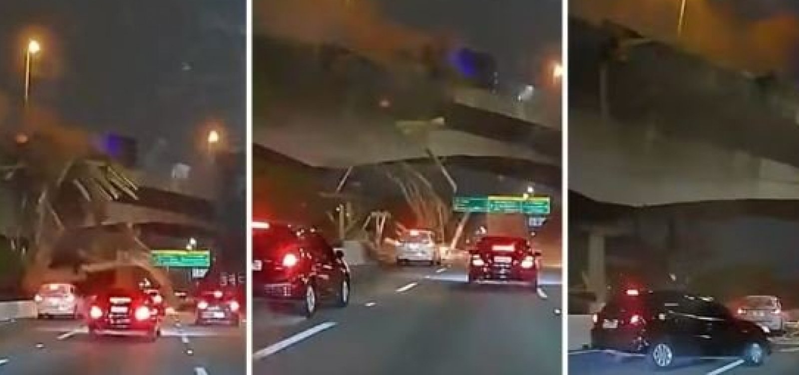 Caminhão perde o controle em viaduto e carga atinge dois veículos em São Paulo