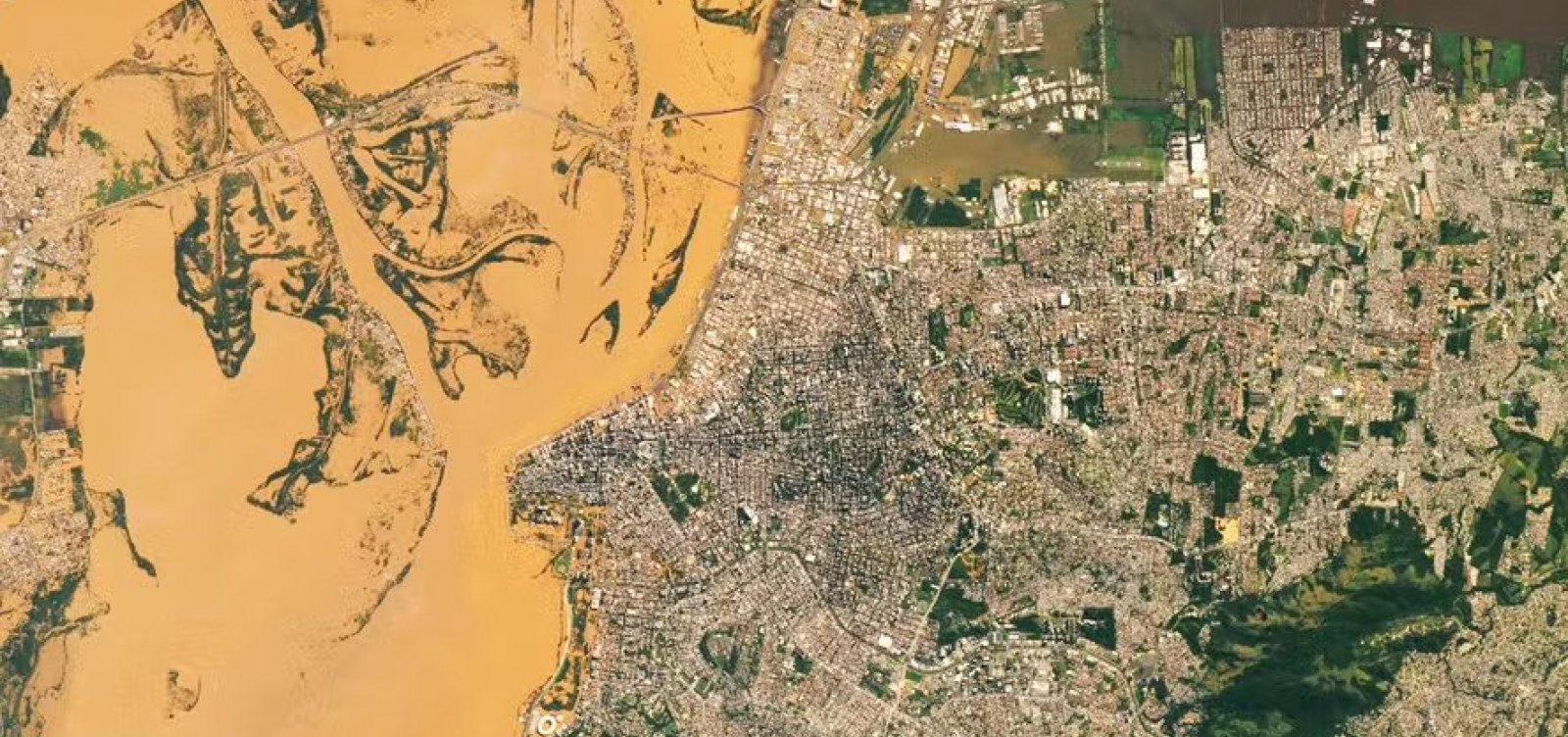 Satélite da NASA captura imagens da inundação que atingiu Porto Alegre