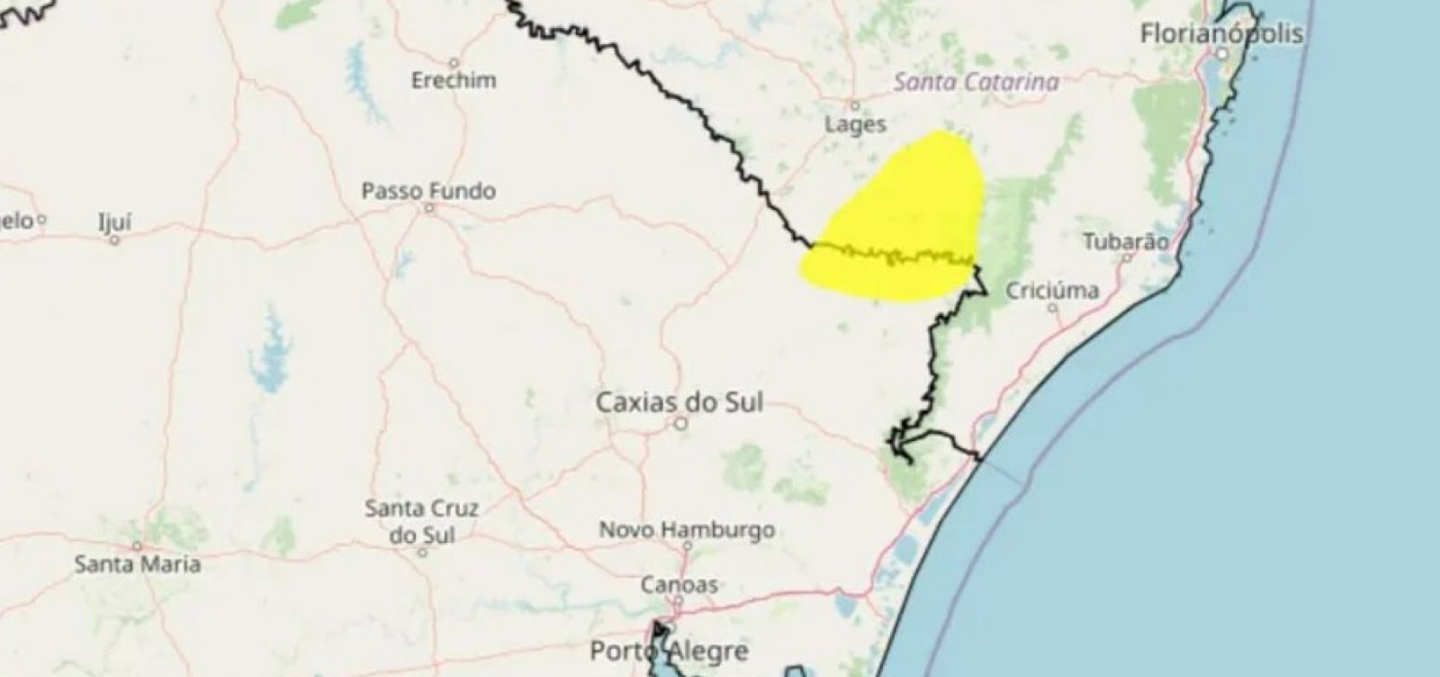 INMET emite alerta para neve em Santa Catarina e no Rio Grande do Sul 