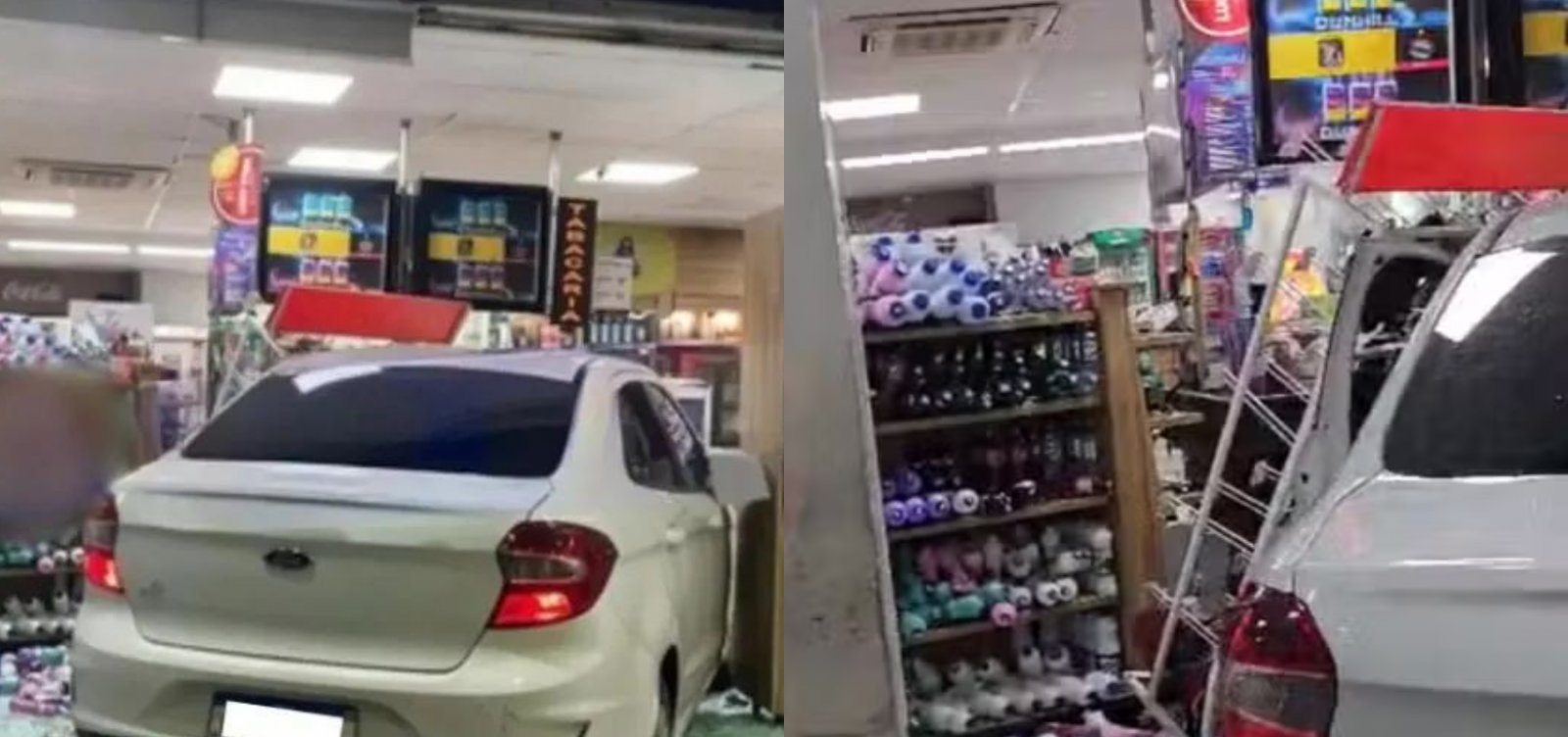 Motorista perde controle de carro e invade loja de posto em Salvador