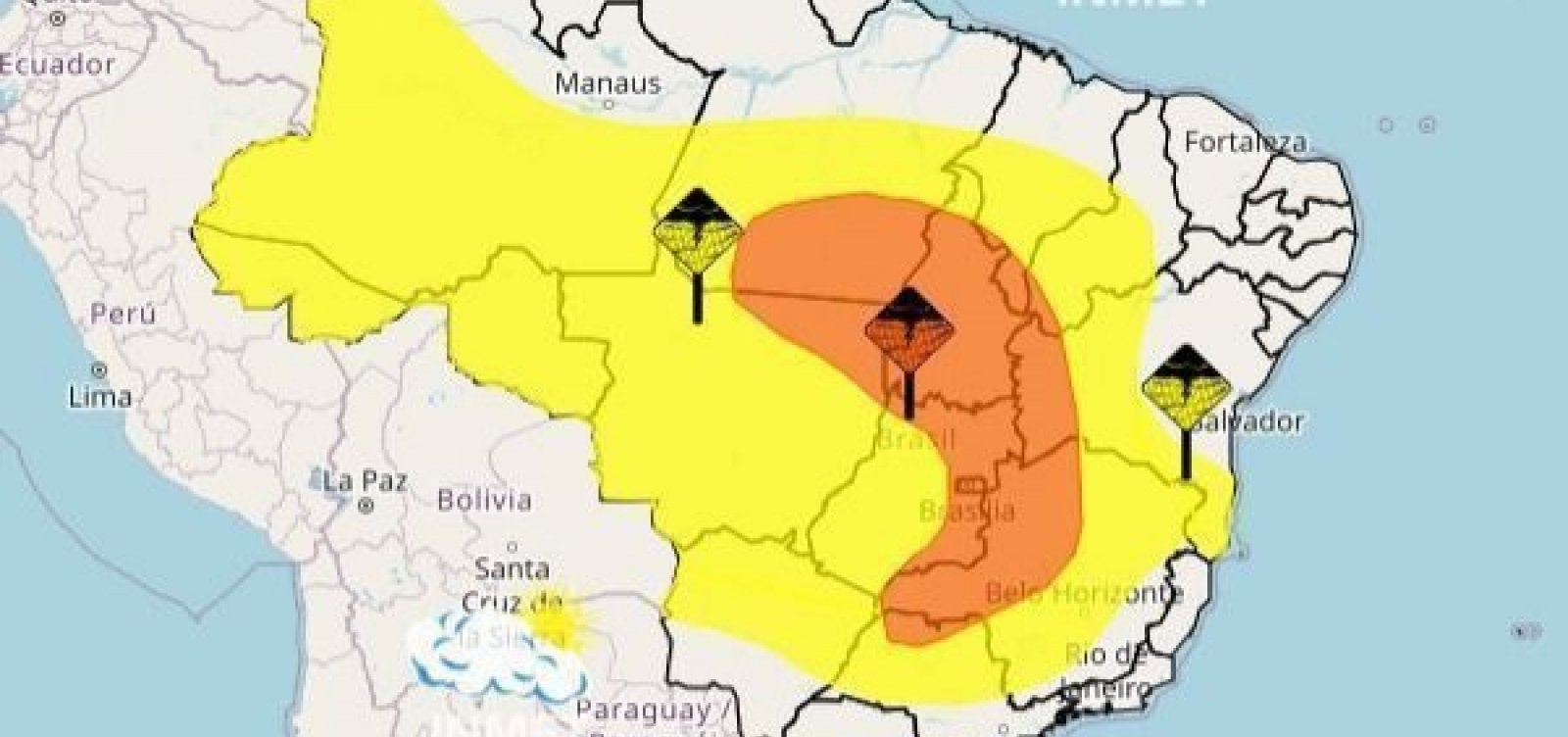 Inmet alerta para chuvas intensas em quase todas regiões do Brasil