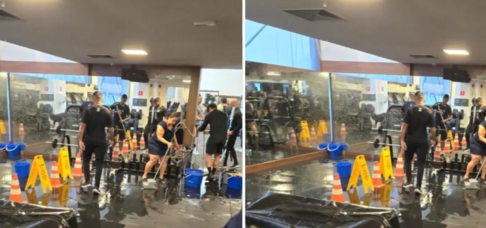 Após chuva, teto de academia em shopping de Salvador desaba