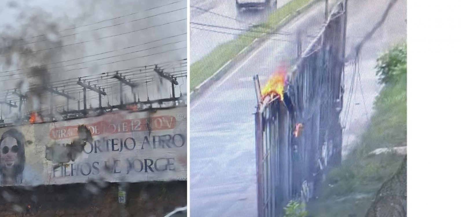 Incêndio é registrado em outdoor próximo à Subestação de São Cristovão, em Salvador