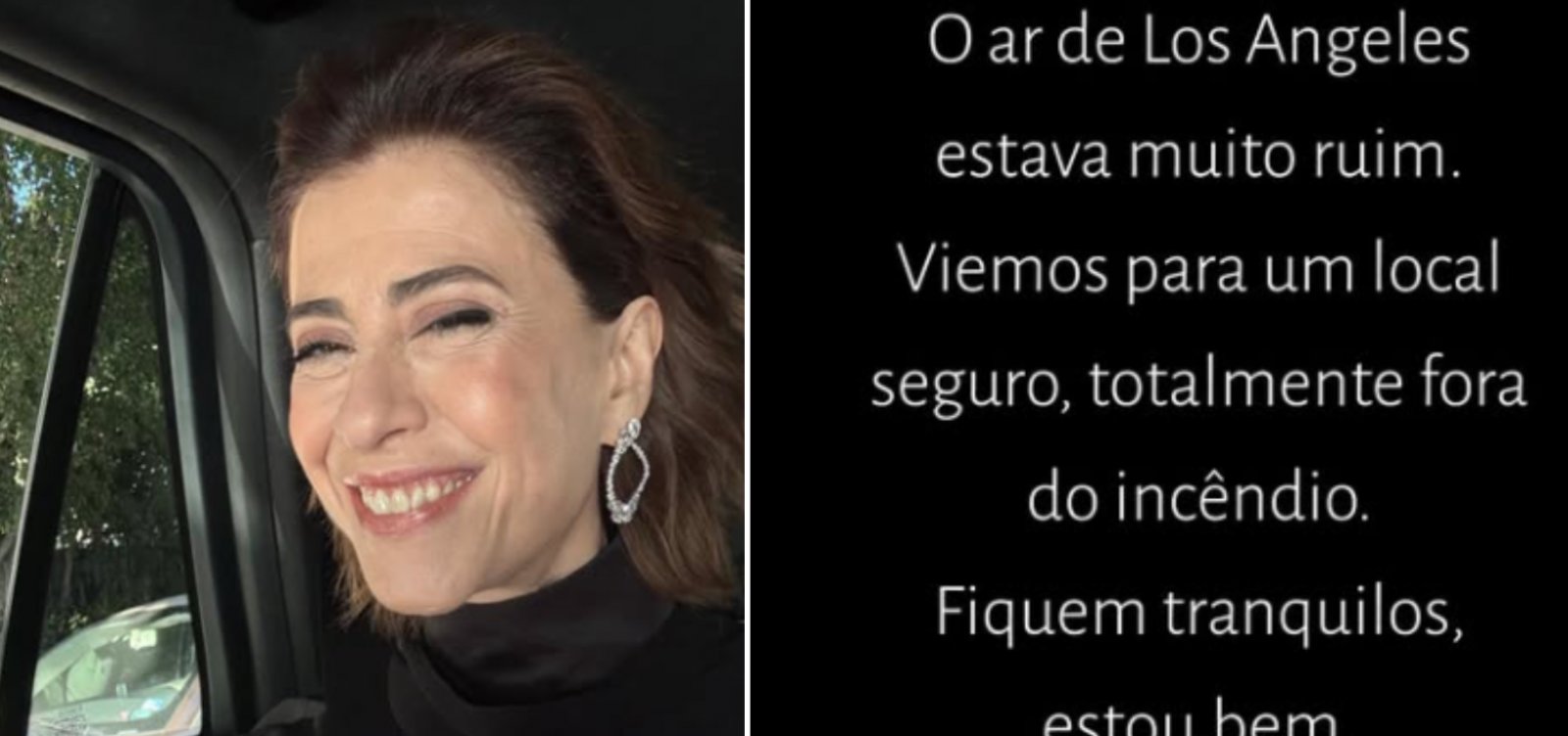 Fernanda Torres deixa Los Angeles devido a incêndio: "Ar muito ruim"