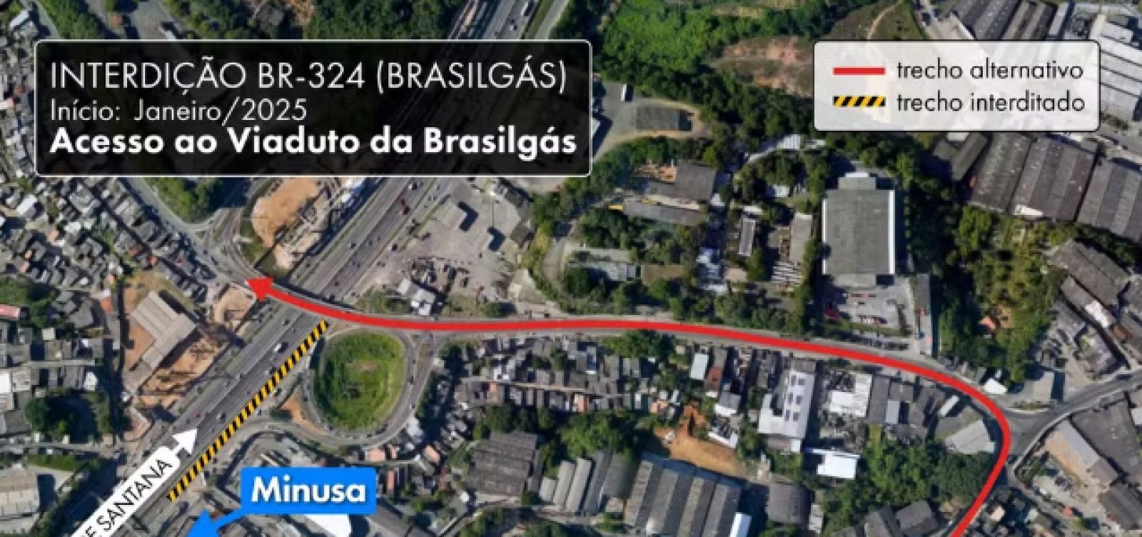 Tráfego é alterado na BR-324  no sentido Salvador-Feira de Santana