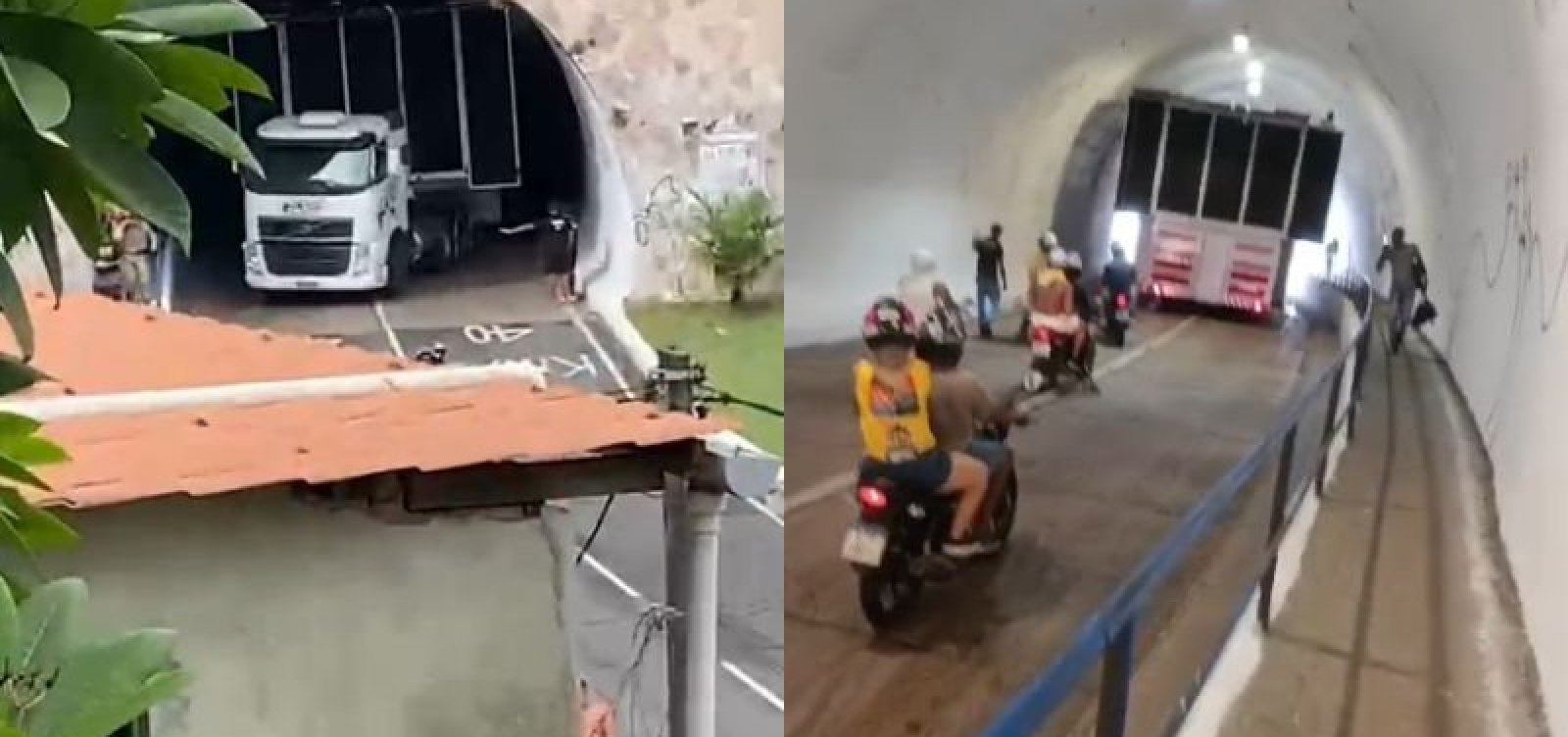 Trio elétrico fica preso em túnel que dá acesso ao Carnaval