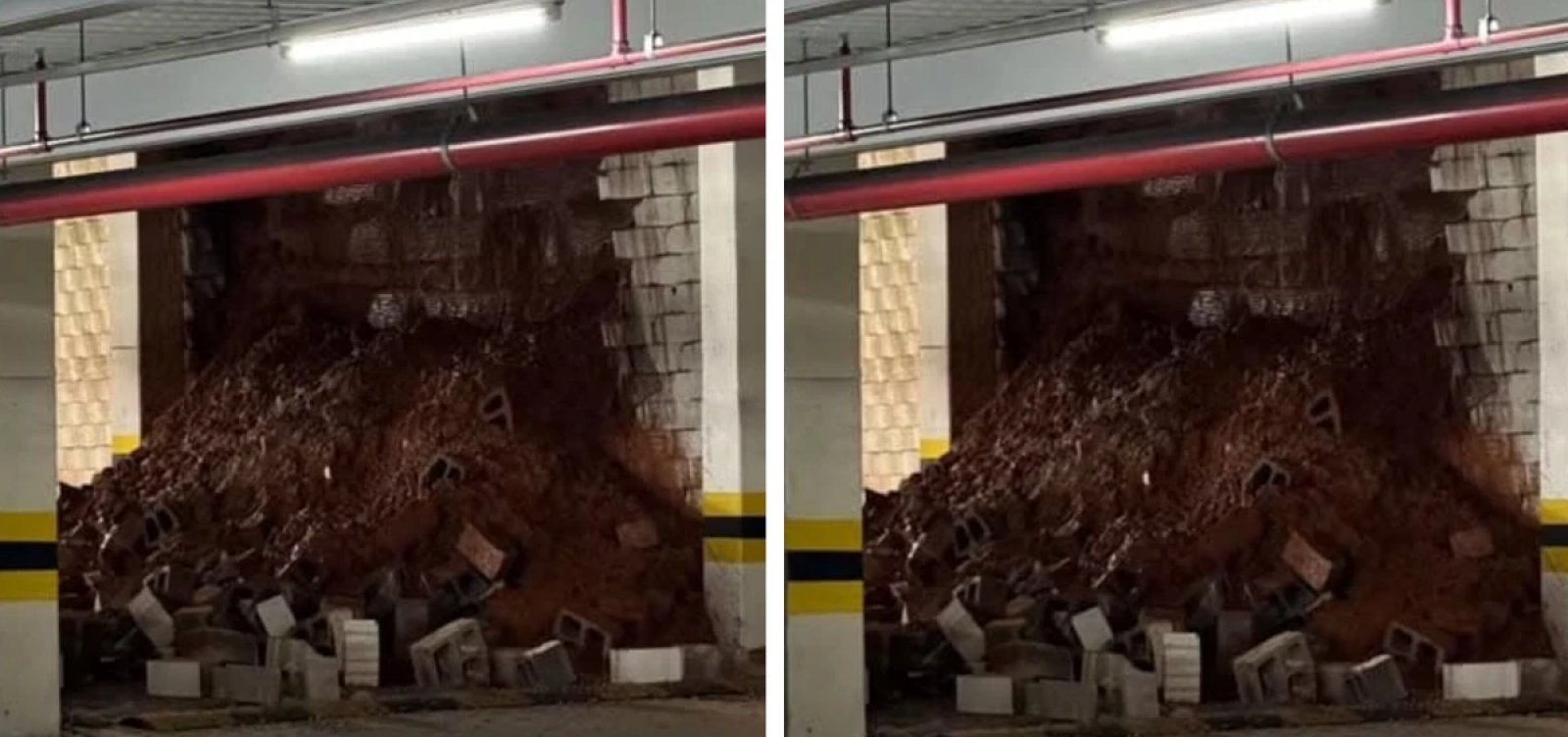 Parte de muro desaba em estacionamento do Salvador Shopping