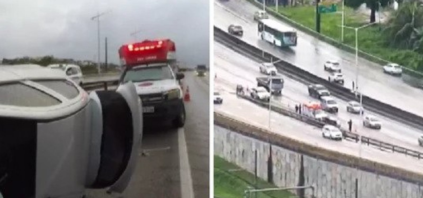 Carro capota em trecho que liga BR-324 com a Via Expressa