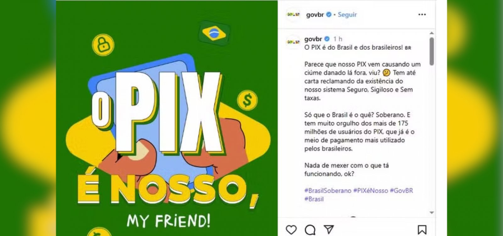 "O Pix é nosso, my friend", posta governo Lula após investigação de Trump