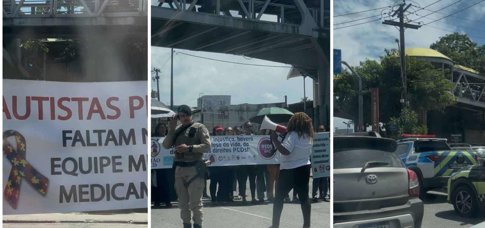 Protesto em defesa de autistas e PCDs fecha parte de via movimentada em Salvador