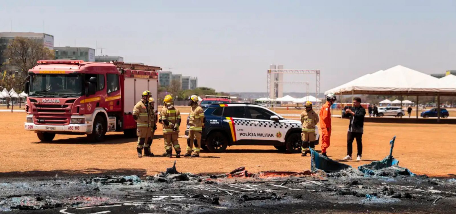 Polícia detém suspeito de provocar incêndio em banheiros químicos na Esplanada