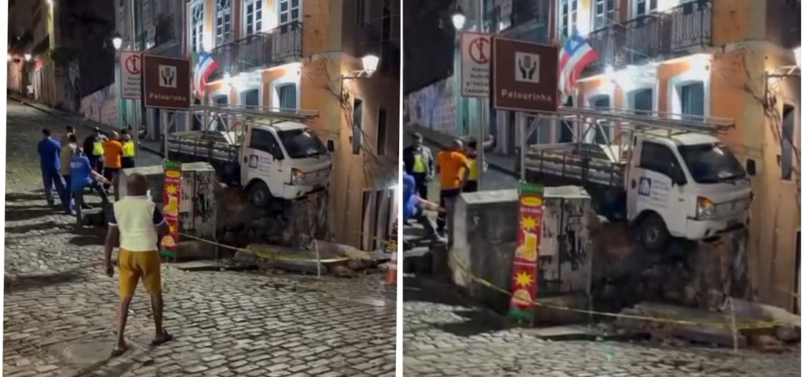 Acidente com caminhão derruba muro histórico no Pelourinho