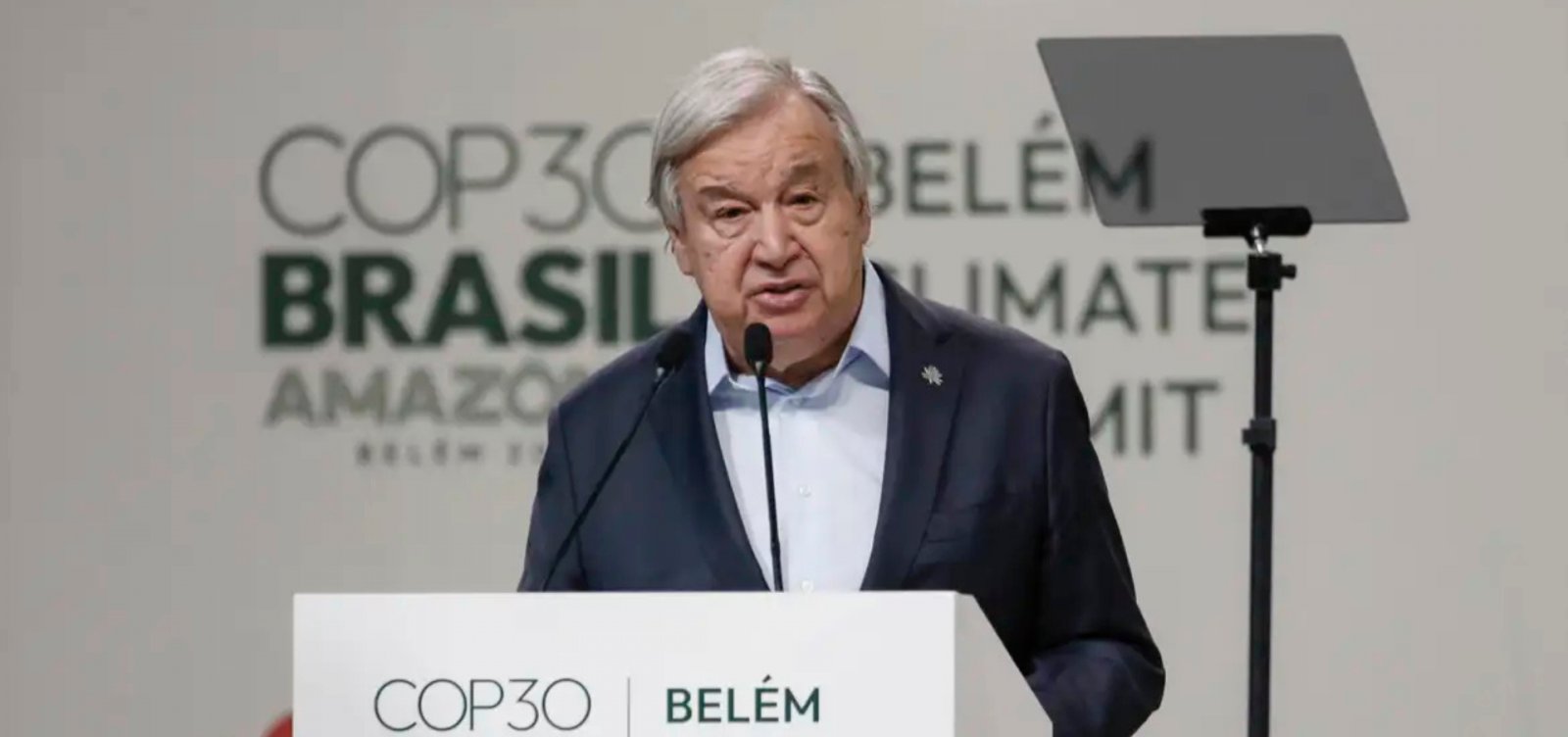 Secretário-geral da ONU cobra ação e financiamento de US$ 1,3 trilhão para transição climática até 2035