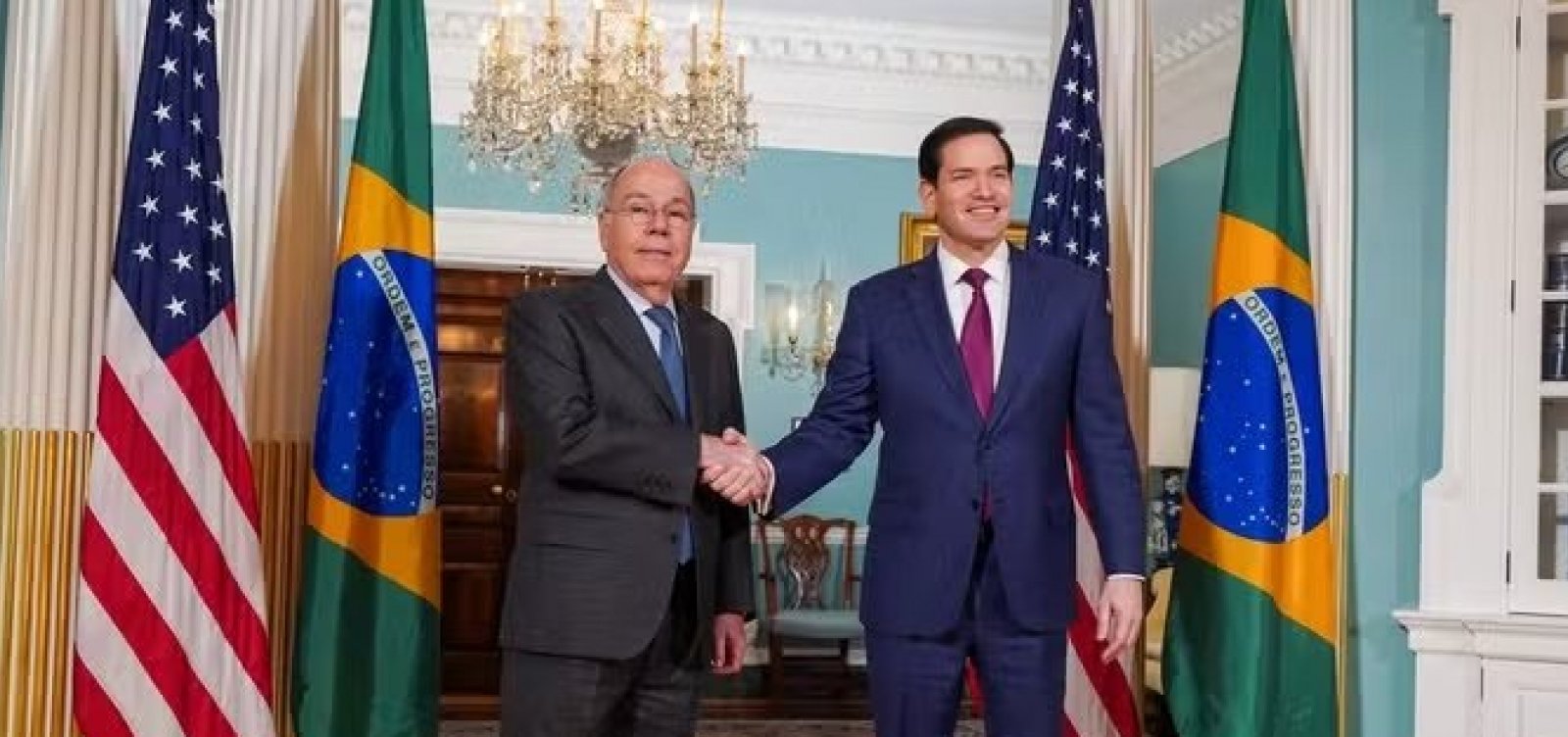 Marco Rubio e Mauro Vieira aparecem juntos em foto após reunião sobre tarifaço