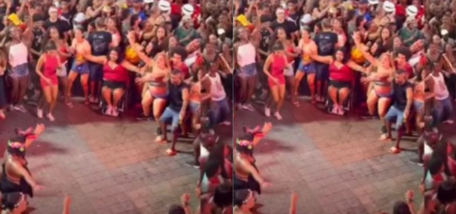 Cadeirante cai e é pisoteada durante Melhor Segunda-Feira do Mundo