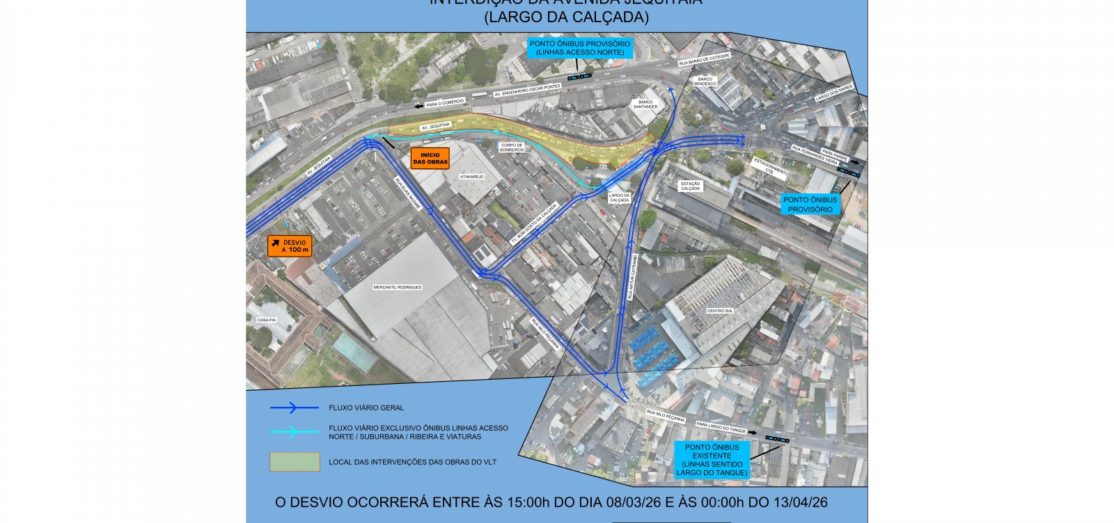 Obras do VLT alteram trânsito na Avenida Jequitaia a partir de domingo em Salvador; confira 