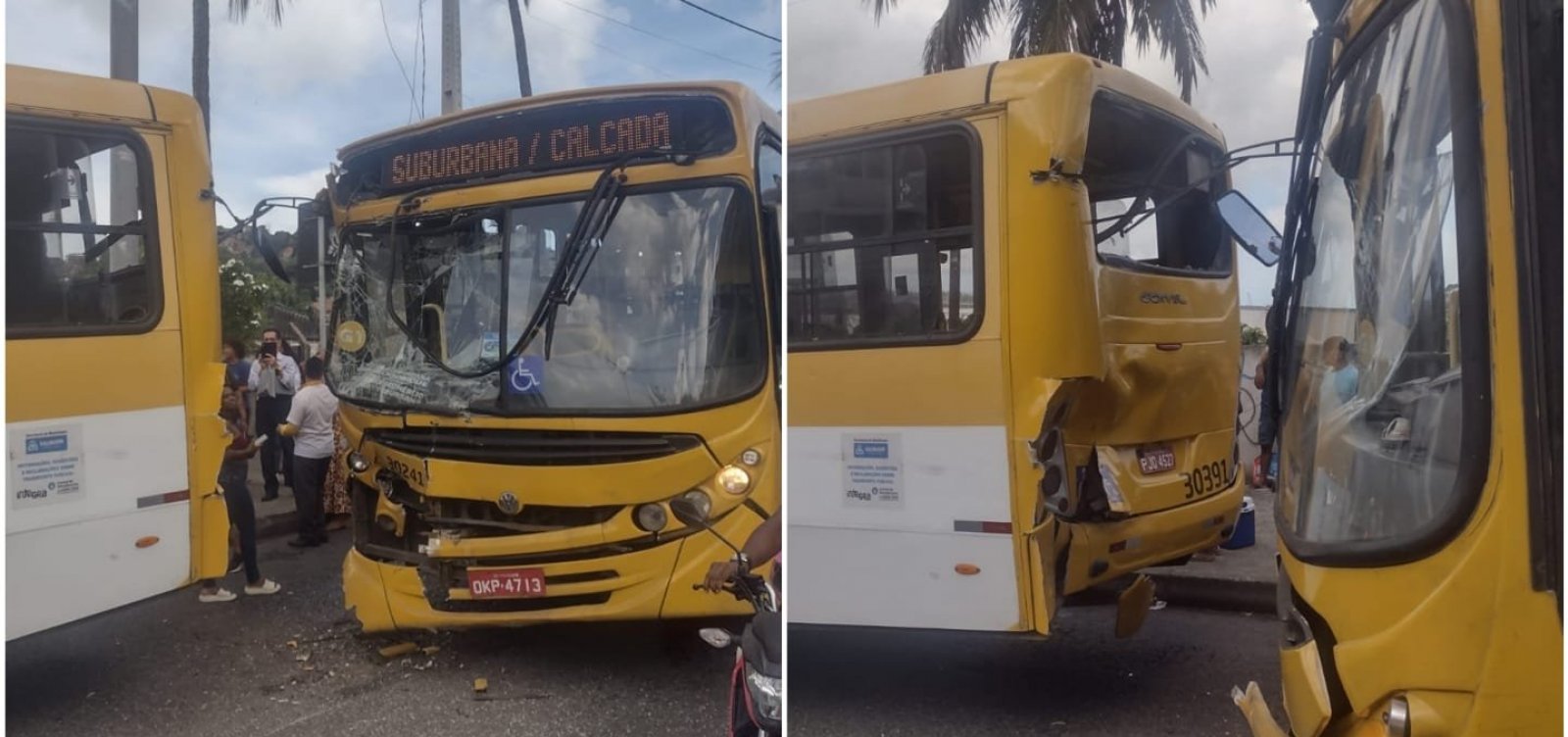 Dois ônibus se envolvem em batida e causam lentidão em avenida de Salvador
