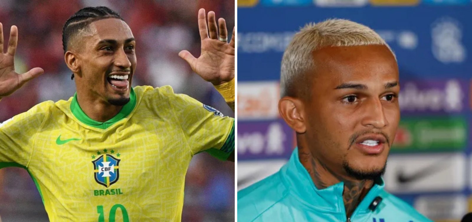 Raphinha e Wesley são cortados da Seleção após lesões em jogo contra a França