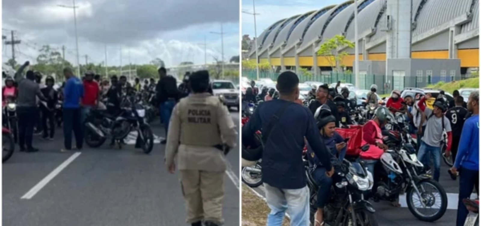 Manifestação de motoboys na Av. ACM cobra justiça por morte de entregador 